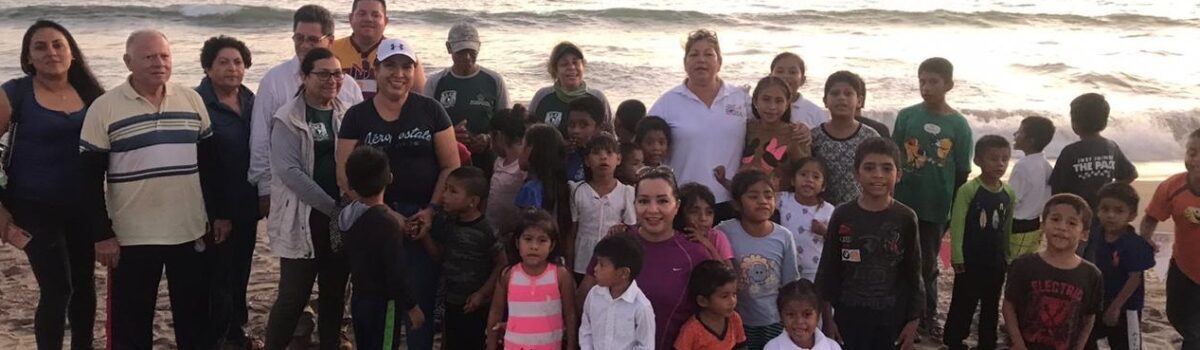 Liberan niños jornaleros 236 tortugas golfinas en instalaciones de FONATUR