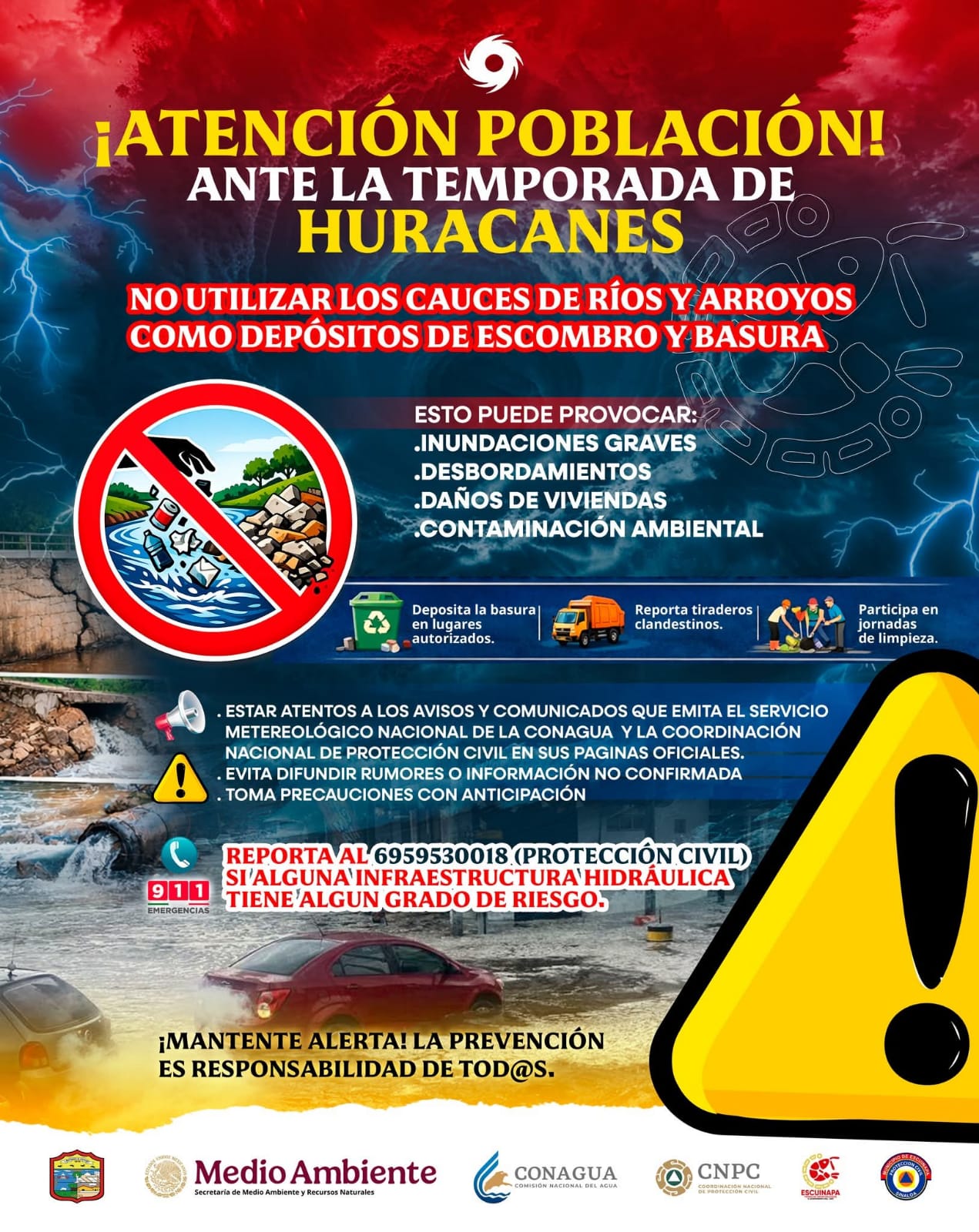Llaman autoridades a no utilizar ríos y arroyos como tiraderos ante temporada de huracanes