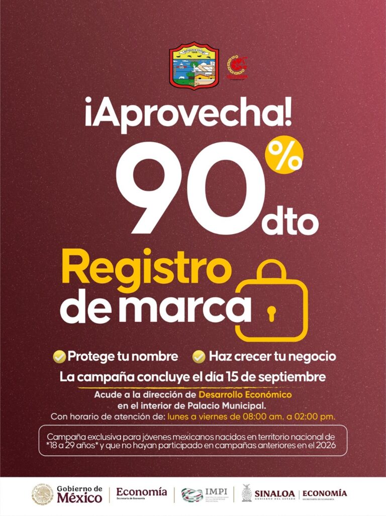 Gobierno Municipal invita a jóvenes a aprovechar campaña de Registro de Marca con 90% de descuento